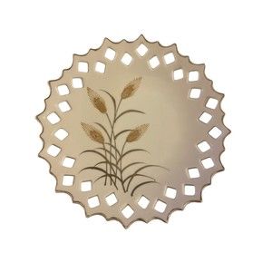 1960's St Clair Creations Japan Almak Pedestal Candy Dish Diamond Cut Out Wheat